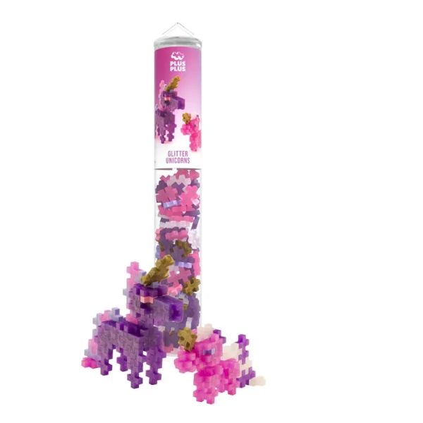 PLUS-PLUS 100 Kreativ Bausteine Fabeltiere - Glitzer Einhorn