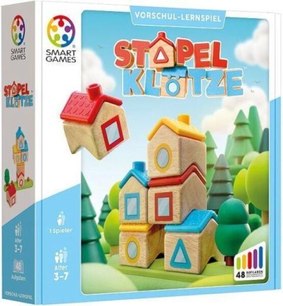 SmartGames Stapel Klötze Logikspiel mit 48 Aufgaben für Kinder ab 3 Jahren