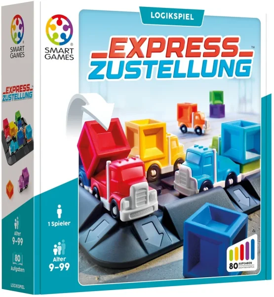 SMART GAMES Express Zustellung – Logikspiel mit 80 Aufgaben ab 9 Jahren
