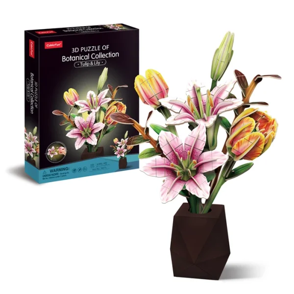 CubicFun 3D Puzzle Pflanzentopf Tulpe & Lilie – 103 Teile