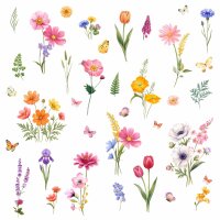280 Wandtattoo Bunte Blumenwiese – Blumen,...