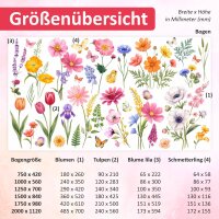 280 Wandtattoo Bunte Blumenwiese – Blumen, Schmetterlinge & Blüten – Wanddeko in 6 Größen