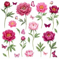 281 Wandtattoo Pfingstrosen mit Schmetterlingen –...