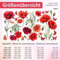 282 Wandtattoo rote Mohnblumen Schmetterlinge