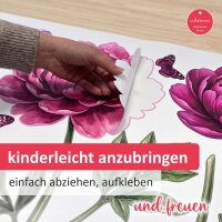 282 Wandtattoo rote Mohnblumen Schmetterlinge