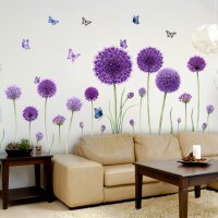 284 Wandtattoo Zierlauch Allium – Lila Kugelblumen Schmetterlinge