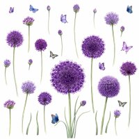 284 Wandtattoo Zierlauch Allium – Lila Kugelblumen Schmetterlinge