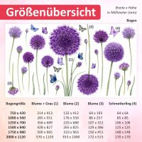 284 Wandtattoo Zierlauch Allium – Lila Kugelblumen Schmetterlinge