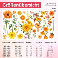 285 Wandtattoo Blumen Gelb & Orange Schmetterlinge - 6 Größen