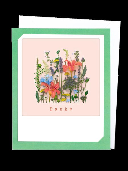 Pickmotion Photo-Klappkarte Danke Blumen (grün)