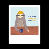 Pickmotion Kleine Postkarte Kaffeekocher Faultier